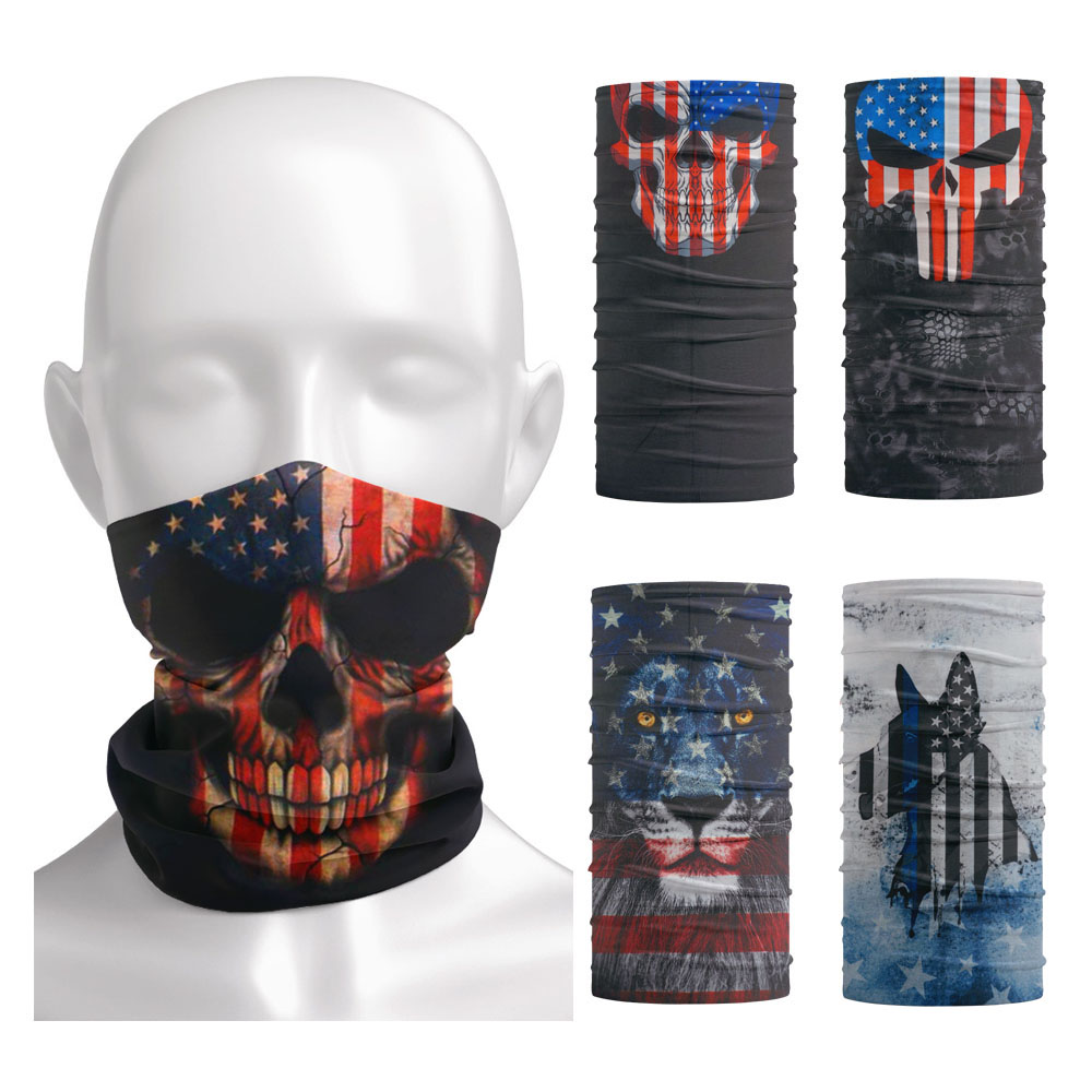 Running Gear Youtube - USA Flag Skull Bandana Breathable Cycling