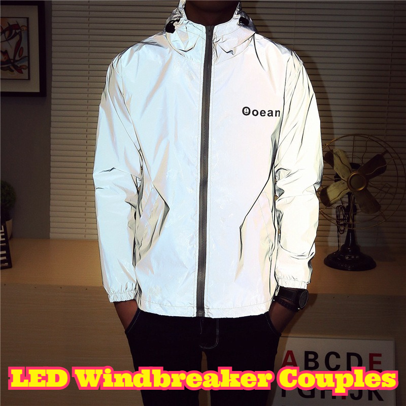 LED Light Up Windbreaker Coupl - Reflective Running Jacket ulasan dan harga